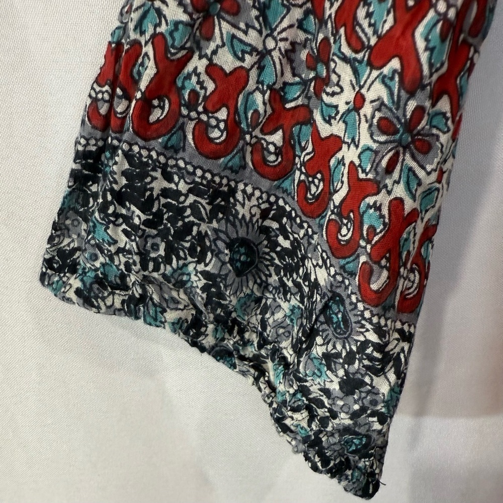 Crown Of Hearts Boho Paisley Cotton Tunic Top Tie Neck Medium - Picture 6 of 6